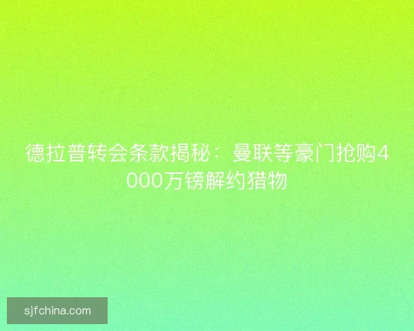 德拉普转会条款揭秘：曼联等豪门抢购4000万镑解约猎物